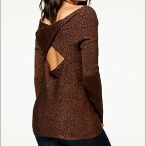 Bar III Womens Twisted Open-Back Knit Sweater Large